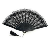 Caprilite Gatsby Black Lace with Tassels Fan Chinese Folding Hand Held Dancing Prom Halloween Party Fans Gift UK