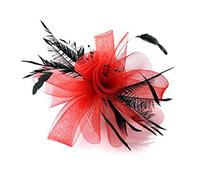 Caprilite Red Butterfly Black Feather Wedding Ascot Fascinator on Comb Hat Hair Accessories