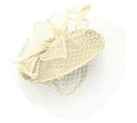 Caprilite Saucer Sinamay Headband Fascinator Wedding Ascot Hat Hatinator Birdcage Veil[Cream Ivory]
