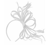 Caprilite White Fascinator Headband Large Wedding Ascot Races Net Hat Feathers