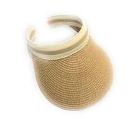 Caprilite Women's Girls Summer Large Brim Straw Sun Visor Peaked Hat Headband Cap UK (Natural Brown)