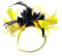 Caprilite Yellow and Black Feather Hair Fascinator Headband Wedding Royal Ascot Races Ladies