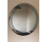 CAPRISTAR 50cm Round Shape Designer Silver Glitter Wall Mirror Frame Beautiful Decoration Art Piece Gift