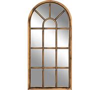CAPRISTAR 70x35cm Window Shape Designer Wall Mirror Indoor/Outdoor Lightweight Arched Window Wall Mirror Beautiful Decoration Art Piece Gift (Brushed Copper/Bronze)