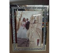 CAPRISTAR Crushed Crystals Photo Frame Silver Mirrored Crushed Jewel Crystal Diamante Picture Frame (A4)
