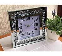 CAPRISTAR Elegant Luxury Table Clock Diamante Glass Table Clock Home Living Room Decoration (20CM x 20CM)