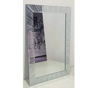 CAPRISTAR Rectangle Shape Designer Silver Glitter Wall Mirror Frame Beautiful Decoration Art Piece Gift (60x40cm) Diagonal Design
