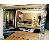 CAPRISTAR Rectangle Shape Designer Silver Glitter Wall Mirror Frame Beautiful Decoration Art Piece Gift (60x80cm) Diagonal Design