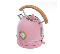 Caprizze Nara 2200 W Stainless Steel Water Kettle with Integrated Thermometer, Capacity 1.8 L Matte Pink and Wood Effect