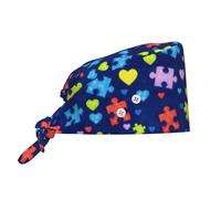 Caps Autism Awareness Day Watercolor Working Cap Elastic Adjustable Turban Cap For Exercise Chef Work