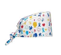 Caps Autism Puzzle With Handprint Art Working Cap Breathable Adjustable Sport Hat For Chef Work Tennis