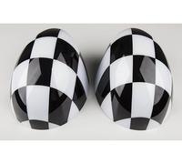 Caps Cover Shell Case Decoration Accessories for Mini Cooper R55 Clubman 2006-2014 (Checkered, Rearview Side Non Power Folding Mirror)