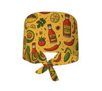Caps Taco, Chili, Avocado, Tomato And Lemon Working Cap Elastic Sweat Absorbent Turban Cap For Housework Exercise Tennis