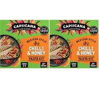 Capsicana Mexican Chilli & Honey Fajita Kit 335g | Serves 2-3 | Authentic Meal Kit Including Tortilla Wraps, Cooking Spice Paste & Salsa (Pack of 2)
