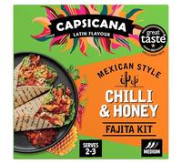 Capsicana Mexican Chilli & Honey Fajita Kit 335g | Serves 2-3 | Authentic Meal Kit Including Tortilla Wraps, Cooking Spice Paste & Salsa