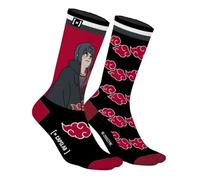Capslab Naruto Socks Itachi - Red Black - Officially licensed anime socks for men and women - Comfortable cotton socks with Itachi Uchiha & Akatsuki cloud symbol - - 43-46