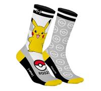 Capslab Pokèmon Socks Pikachu - Grey - Officially licensed anime socks for men and women - Comfortable cotton socks in Pikachu & Pokèball design - - 43-46