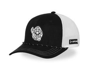 CAPSLAB Premium Trucker Cap SUPER MARIO Semi Curved Black/White Basecap Mesh New