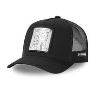 Capslab Rick and Morty Trucker Cap | Front Patch, Adult One Size, Snap Closure, Curved Brim, Breathable | Black Mesh and Front | Trucker Style Men's and Women's Cap