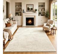 Capslapd Rugs Living Room 160x230 cm Non-Slip Washable Rug, Arch Curved | Fluffy Geometric High Low Effect Modern Design Carpet Easy Care Bedside Area Rug for Dining Room Home Office Lounge Decor