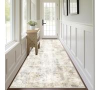 Capslpad 2.6x8 Light Beige Abstract Hallway Runner, Ultra Soft Fabric Washable Runner Rug, Non-Slip Rubber Backing, Stain Resistant Low Pile Runners for Hallways, Kitchen, Entryway, Bedroom, Laundry