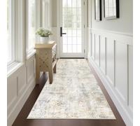 Capslpad 2x6 Beige Abstract Hallway Runner, Ultra Soft Fabric Washable Runner Rug, Non-Slip Rubber Backing, Stain Resistant Low Pile Runners for Hallways, Kitchen, Entryway, Bedroom, Laundry