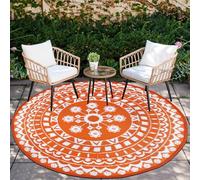 Capslpad 6Ft Round Outdoor Rug for Patios Clearance Reversible Mat Plastic Straw Patio Rugs Lightweight RV Camping Mat Circle Outside Area Rug Carpet for Balcony Deck Trailer Picnic,Orange