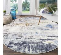 Capslpad Abstract Round Rugs Ø135cm Living Room Non Slip Round Area Rug Short Pile Modern Bedroom Circle Carpet Washable Soft Faux Wool Floor Mat Rugs for Kids Room Bathroom Dining Room Decor,Blue