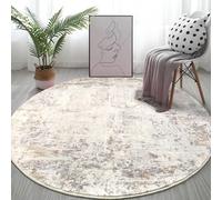Capslpad Abstract Rugs Round ø135cm Living Room Modern Non-Slip Area Rug Round Shaggy Machine Washable Floor Carpet Short Pile Soft Minimalist Circle Rug Beige for Living Room Bedroom Kids Room Decor