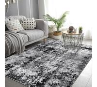 Capslpad Black Abstract Area Rug 120x180cm Modern Short Pile Soft Faux Wool Living Room Rug Washable Indoor Rug Non Slip Minimalist Floor Mat Rugs for Living Room Bedroom Office Area Kitchen Decor