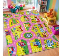 Capslpad Car Play Mat 100x160cm Non-Slip Kids Rug Interactive Carpet, Pink