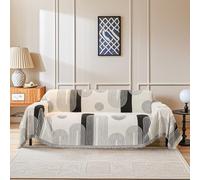 Capslpad Chenille Sofa Covers 3 Seater, Corner Sofa Slipcover Washable Couch Cover Reversible Sofa Cover with Tassel Geometric Dog Safe Couch Covers Breathable, All-season Universal(Black,180x300cm)