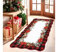 Capslpad Christmas Runner Rug for Hallway 80 x 150 cm Kitchen Runner Rug Washable Mat Non-Slip Soft Christmas Rug Runner for Bedroom Bathroom Entrance