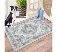 Capslpad Door Mat Indoor 50x80cm, Non-Slip Dirt Trapper Door Mat, Machine Washable Entrance Rug, Vintage Medallion Soft Inside Floor Carpet for Entryway, Front Back Door, Muddy Wet Shoes and Paws,Grey