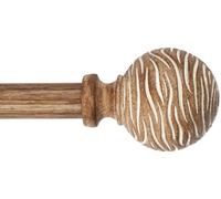 Capslpad Extendable Wood Effect Curtain Poles 80-292cm, 25.4mm Diameter, Brown | Wooden Curtain Pole 15kg load, Boho Heavy-duty Curtain Rod for Windows & Doors, Easy Install Wall/Ceiling Mount