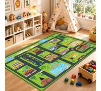 Capslpad Kid Rug for Playroom 120x160 cm Green Play Rug Traffic Road Car Play Game Mat Educational Learning Area Rug Kids Carpet for Children Bedroom Playroom Nursery Room Decor