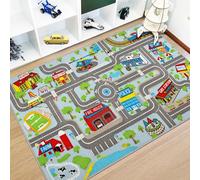 Capslpad Kids Rug Educational Play Rug 5.2'x3.3' Traffic Road Kids Play Car Mat Large Learning Play Game Area Rug Carpet for Playroom Living Room Nursery Room Decor, Sky Blue