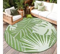 Capslpad Round Outdoor Rug Weatherproof Diameter 180 cm Reversible Plastic Foldable Straw Mat Reversible Mat Portable Camping Area Rugs Area Picnic Tent Rug Garden Backyard Beach Sage Green