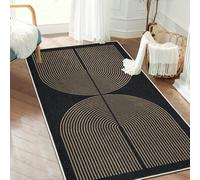 Capslpad Runner Rug for Entryway 80x150cm Non-Slip Hallway Carpet Runner Washable Jute Look Rug Kitchen Runner Durable Floor Area Rug Runners for Living Room Bedroom Balcony Corridor, Brown Black