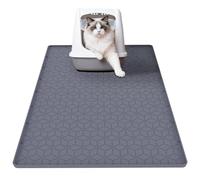 Capslpad Silicone Cat Litter Mat 86x56cm, Large Litter Tray Mat, Waterproof Cat Mat for Litter Box, Soft Cats Litter Trapping Mat with Raised Edges, Non-Slip Easy Clean Feeding Mats, Keep Floors Tidy