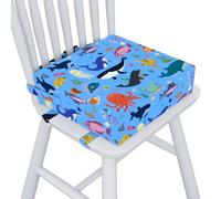 Capslpad Toddler Booster Seat Cushion for Dining Table with 3 Adjustable Straps Waterproof Thick Cartoon Booster Seat Cushions Detachable Washable Strong Support Portable Ocean Booster Chair Cushion