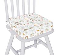 Capslpad Toddler Booster Seat Cushion for Dining Table with 3 Adjustable Straps Waterproof Thick Cartoon Booster Seat Cushions Detachable Washable Strong Support Portable Rainbow Booster Chair Cushion
