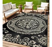 Capslpad Waterproof Outdoor Rug 245x305cm Reversible Outdoor Garden Rugs Boho Floral Plastic Straw Rug Portable RV Camping Rug Indoor Outside Carpet for Backyard Trailer Balcony Picnic Decor, Camel