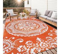 Capslpad Waterproof Outdoor Rug 245x305cm Reversible Outdoor Garden Rugs Boho Floral Plastic Straw Rug Portable RV Camping Rug Indoor Outside Carpet for Backyard Trailer Balcony Picnic Decor, Orange