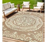 Capslpad Waterproof Outdoor Rug 245x305cm Reversible Outdoor Garden Rugs Boho Floral Plastic Straw Rug Portable RV Camping Rug Indoor Outside Carpet for Backyard Trailer Balcony Picnic Decor, Beige