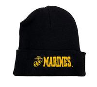 Capsmith Black Gold US USMC Marines Officially Licensed Logo Globe Military Cuff Watch Cap Stocking Hat Beanie