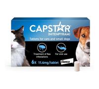 Capstar Flea Tablets, Fast Acting Flea Treatment For Cats & Small Dogs (1kg - 11kg), 6 x 11.4 mg Tablet, Starts Working In 15-30 Mins, Kills Adult Fl