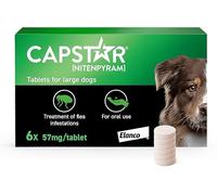 Capstar Flea Tablets for Dogs, for Medium and Large Dogs from 11.5kg to 57kg, Oral Medication for Flea Treatment in Dogs, Contains 6x 57mg Nitenpyram Flea Tablet