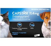 Capstar Flea Treatment Tablets For Dogs And Cats-11.4Mg - Pack Of 6 Tablets