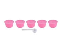 Capsule Cup 5Pcs 50ml Coffee Capsule Reusable Coffee Filter Cup with Spoon for Dolce Gusto Coffee MachinePink